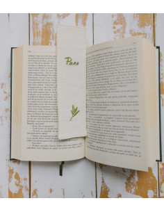 Semn de carte textil brodat „Pace” 2