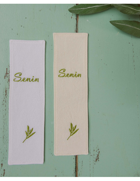 Semn de carte textil brodat Senin