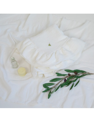 Trusou pentru botez cu păturică din muselină cu...