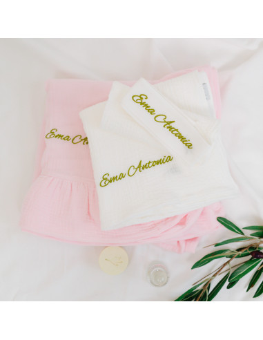 trusou botez fetițe muselină roz