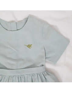 rochie cu volane din bumbac prespălat verde 2