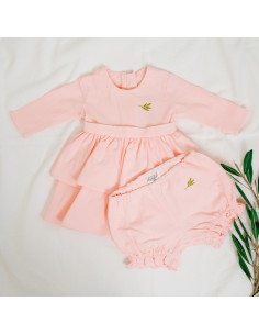 rochiță roz piersică din bumbac prsepălat