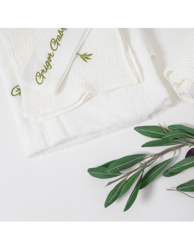 Trusou pentru botez cu păturică din muselină cu...