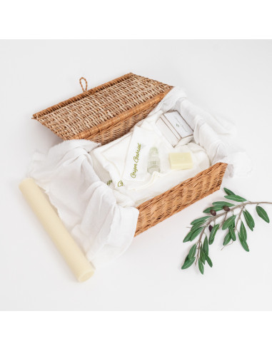 Trusou pentru botez cu păturică din muselină cu...
