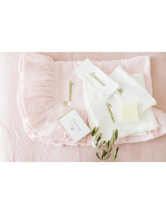 Trusou botez pentru fetițe Roz în cutie de lemn