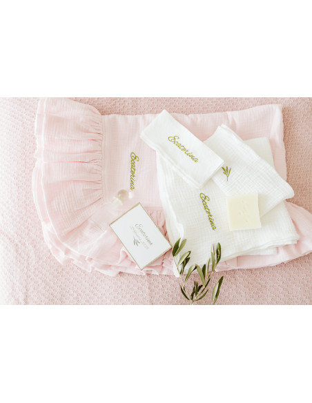 trusou botez fetițe muselină roz