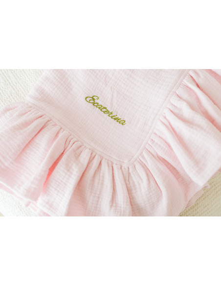 trusou botez fetițe muselină roz